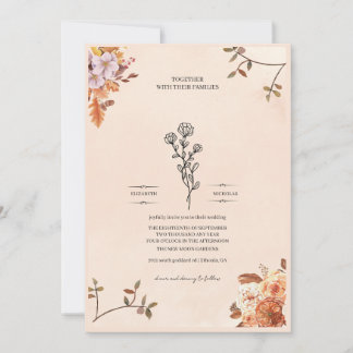 Invitation de mariage élégante ornée de roses