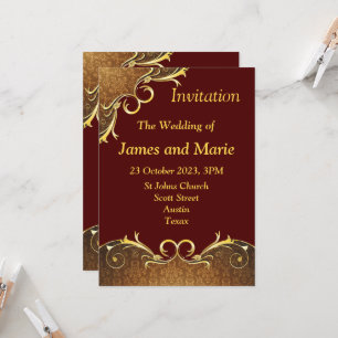 Invitation de mariage élégante, parchemin bergundy