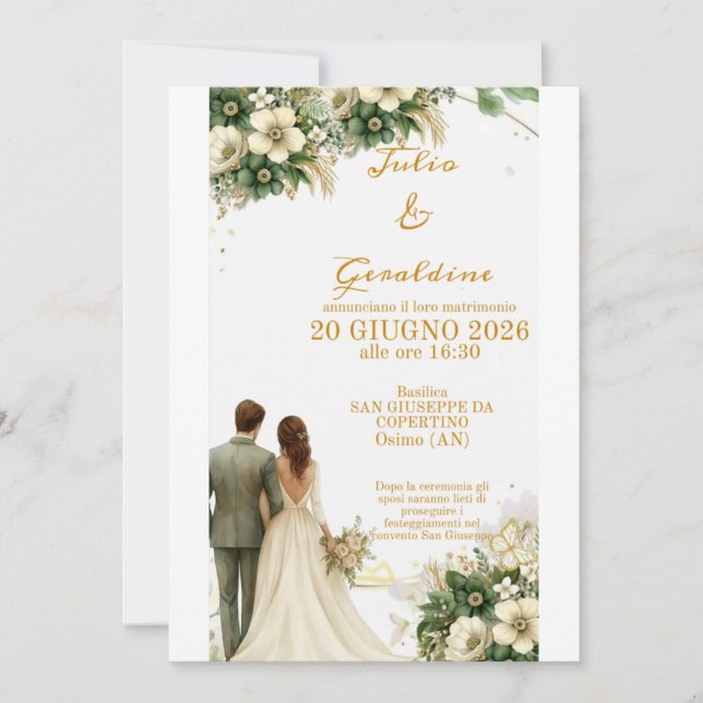 Invitation de mariage élégante personnalisée (Devant)