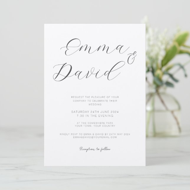 Invitation de mariage élégante personnalisée (Debout devant)