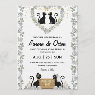 Invitation de mariage élégante pour chat noir