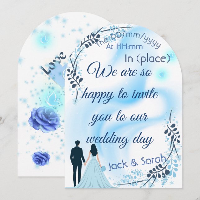 Invitation de mariage élégante pour couples avec c (Devant / Derrière)