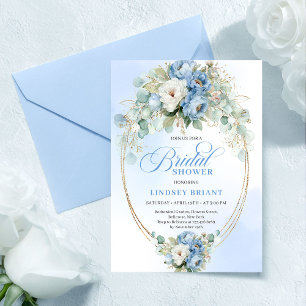 Invitation de mariage élégante poussiéreuse bleu p