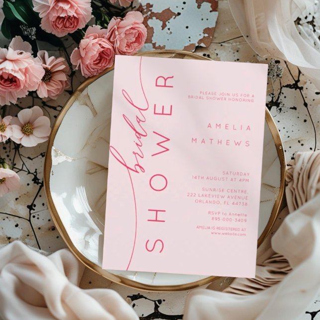 Invitation de mariage élégante rose et rouge (Créateur téléchargé)