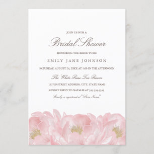 Invitation de mariage élégante rose pivoine