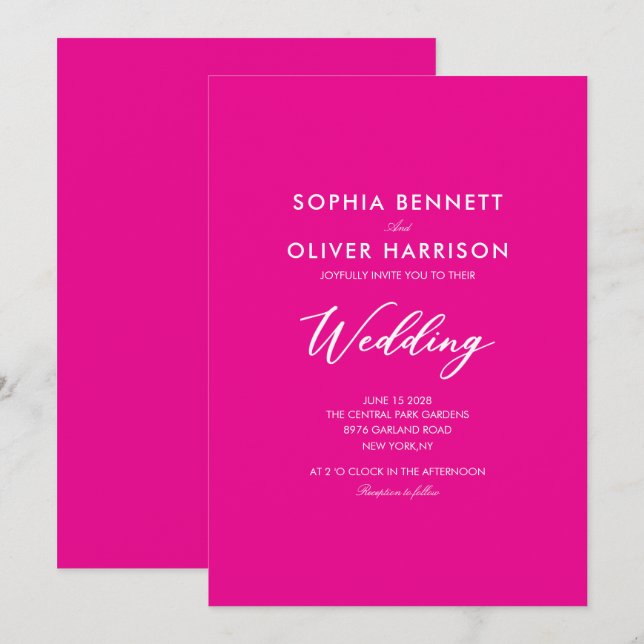 Invitation de mariage élégante SIMPLE CLASSIQUE ro (Devant / Derrière)