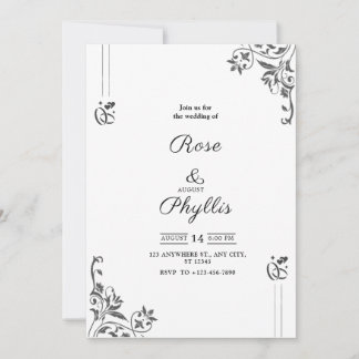 Invitation de mariage élégante simple en gris avec
