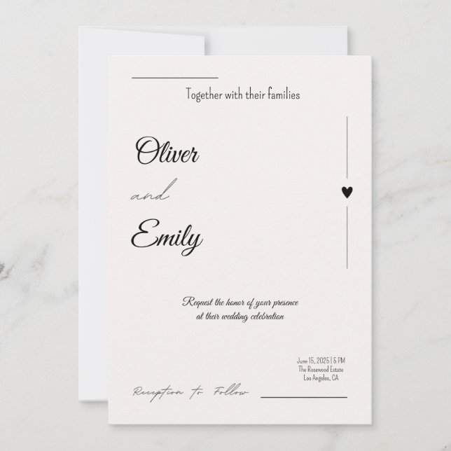 Invitation de mariage élégante - simple moderne (Devant)