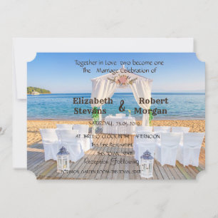 Invitation de mariage élégante sur la plage arboré