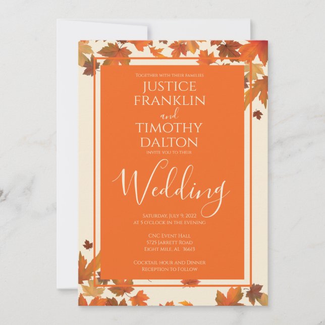 Invitation de mariage élégante traditionnelle d'au (Devant)