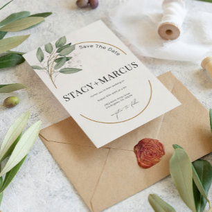 Invitation de mariage élégante verdure et or