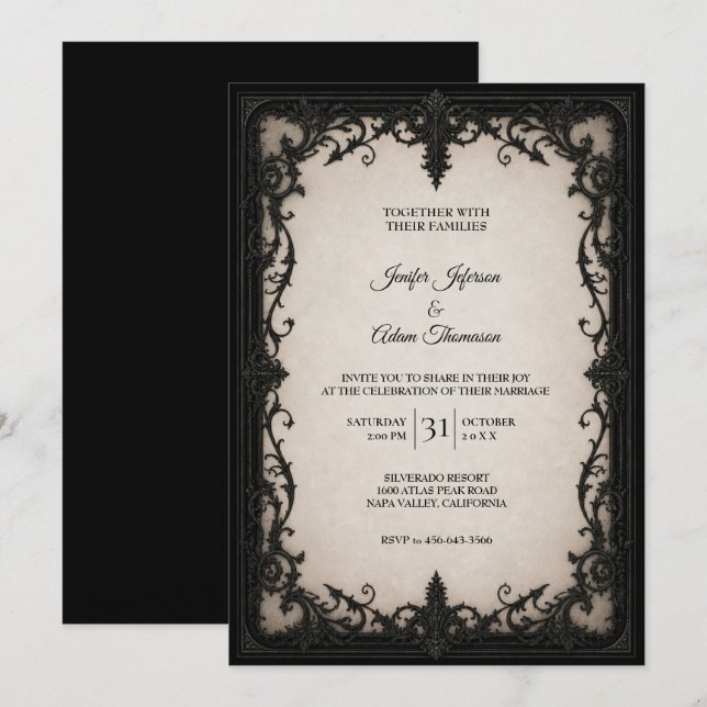 Invitation de mariage élégante vintage (Devant / Derrière)