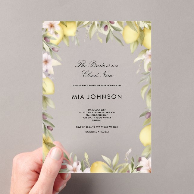 Invitation de mariage en acrylic citrus au citron (In situ (ordinateur de poche))