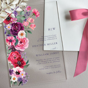 Invitation de mariage en acrylique à motif floral