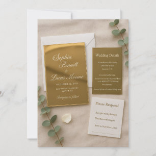 Invitation de mariage en acrylique avec miroir dor
