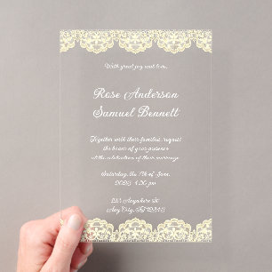 Invitation de mariage en acrylique chic avec dente