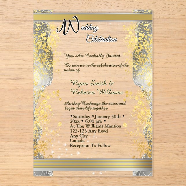 Invitation de mariage en acrylique clair (Recto)