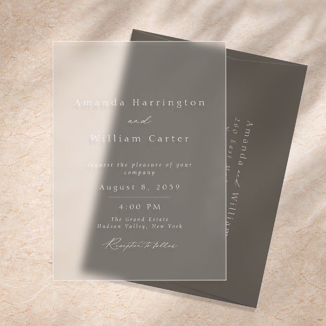Invitation de mariage en acrylique clair, minimali (Créateur téléchargé)