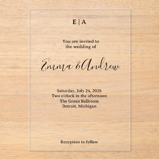 Invitation de mariage en acrylique de luxe | Clair
