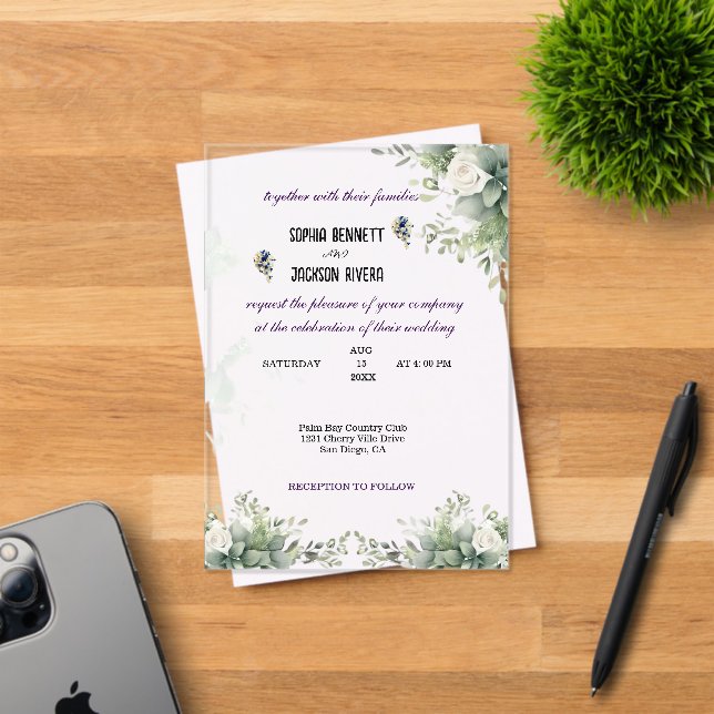 Invitation de mariage en acrylique Elegant Greener (Insitu (Carte d'invitation))