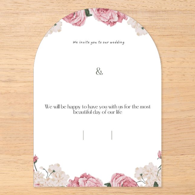 Invitation de mariage en acrylique floral (Recto)