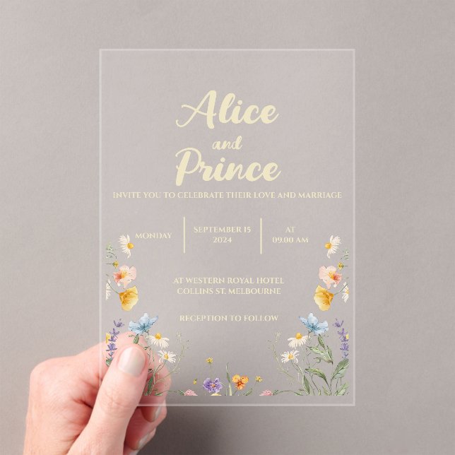 Invitation de mariage en acrylique florale (In situ (ordinateur de poche))