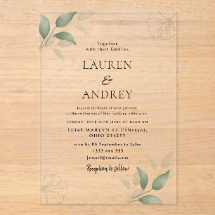 Invitation de mariage en acrylique florale corail
