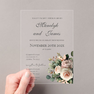 Invitation de mariage en acrylique florale élégant