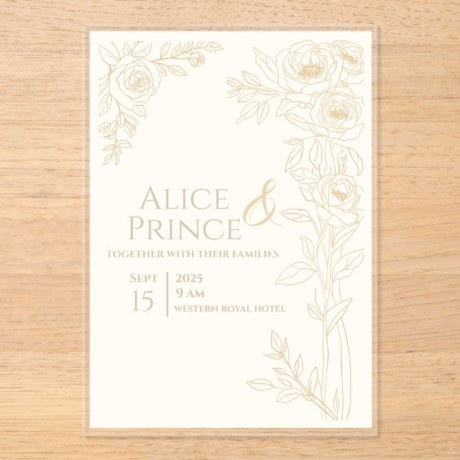 Invitation de mariage en acrylique florale modifia (Recto)