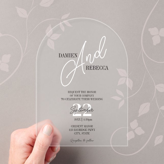 Invitation de mariage en acrylique givré Simple Mo (Créateur téléchargé)