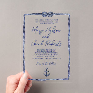 Invitation de mariage en acrylique nautique côtier