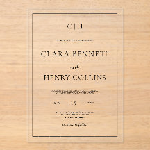 Invitation de mariage en acrylique noir et blanc m