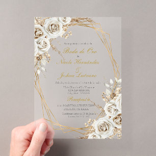 Invitation de mariage en acrylique pour noces d'or