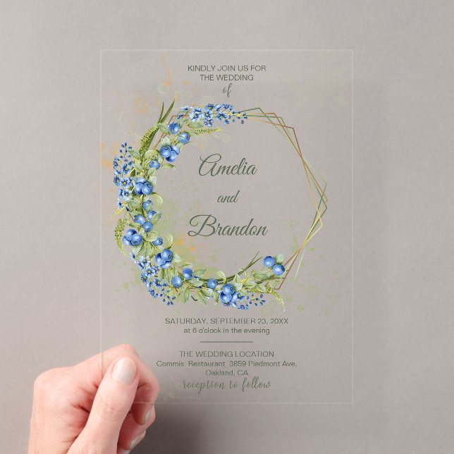 Invitation de mariage en acrylique rustique myrtil (In situ (ordinateur de poche))