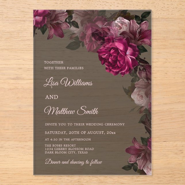 Invitation de mariage en acrylique transparente à  (Recto)