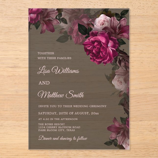 Invitation de mariage en acrylique transparente à  (Recto)