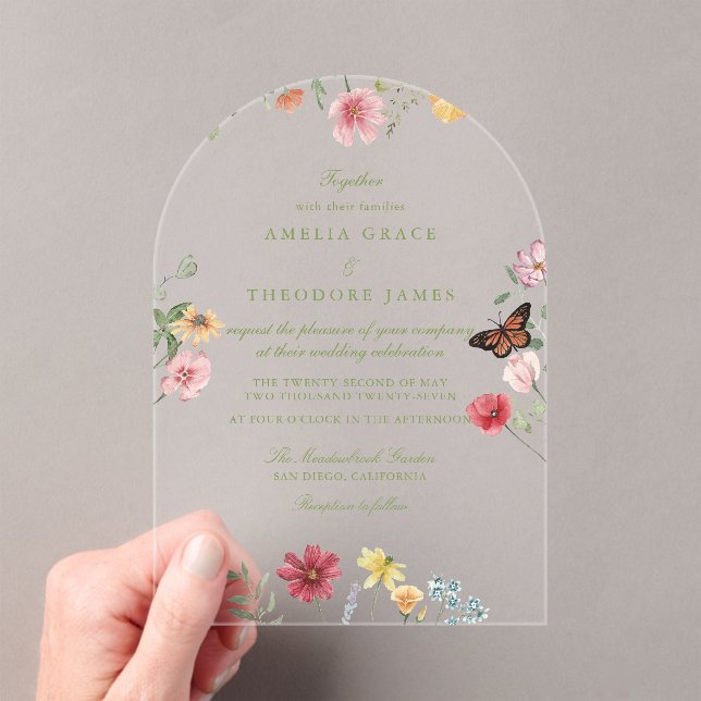 Invitation de mariage en acrylique Wildflower (In situ (ordinateur de poche))