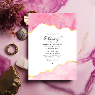 Invitation de mariage en agate rose et or