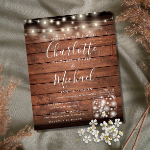 Invitation de mariage en bocaux de maçon en bois r