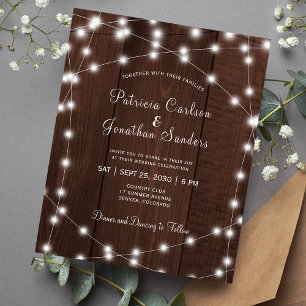 Invitation de mariage en bois avec lumières rustiq