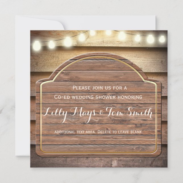 Invitation de mariage en bois de chalet rustique (Devant)
