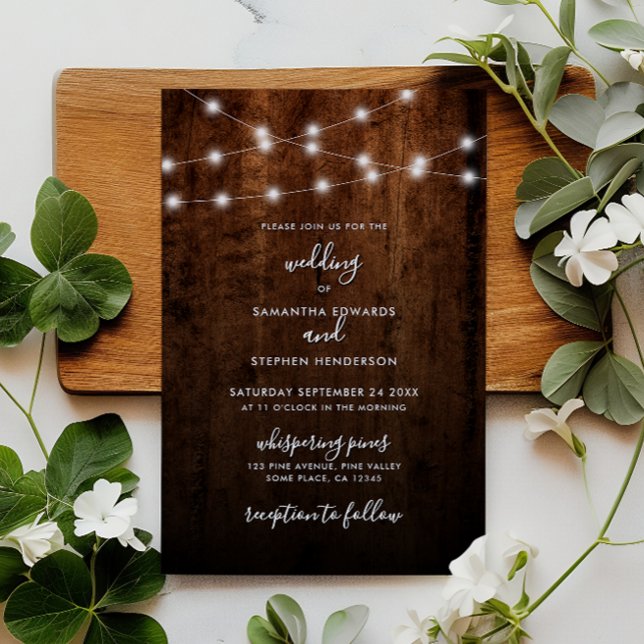 Invitation de mariage en bois rustique avec guirla (Créateur téléchargé)