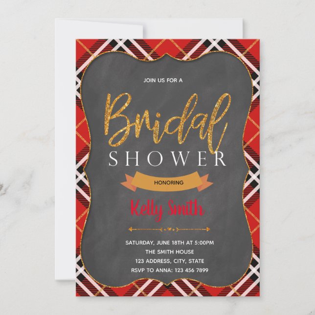 Invitation de mariage en carreaux de bûcheron (Devant)