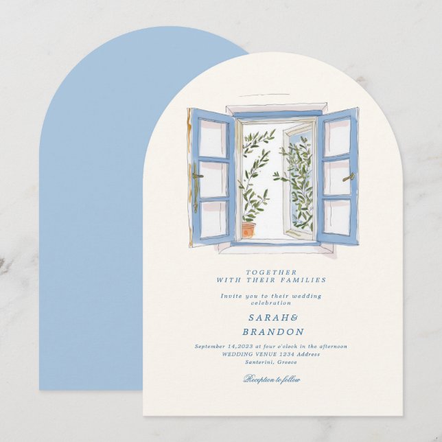 Invitation de mariage en carrelage bleu olive aqua (Devant / Derrière)