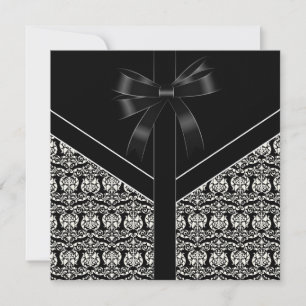 Invitation de mariage en damas noir et blanc