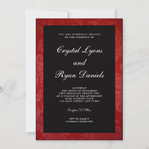 Invitation de mariage en damas noir et rouge