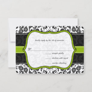 Invitation de mariage en damas vintage vert pomme 