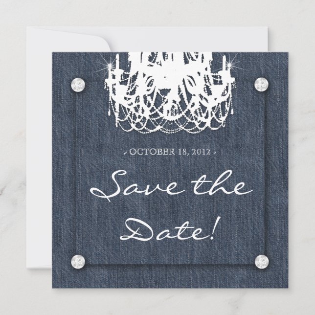 Invitation de mariage en denim et diamants Lustre  (Devant)