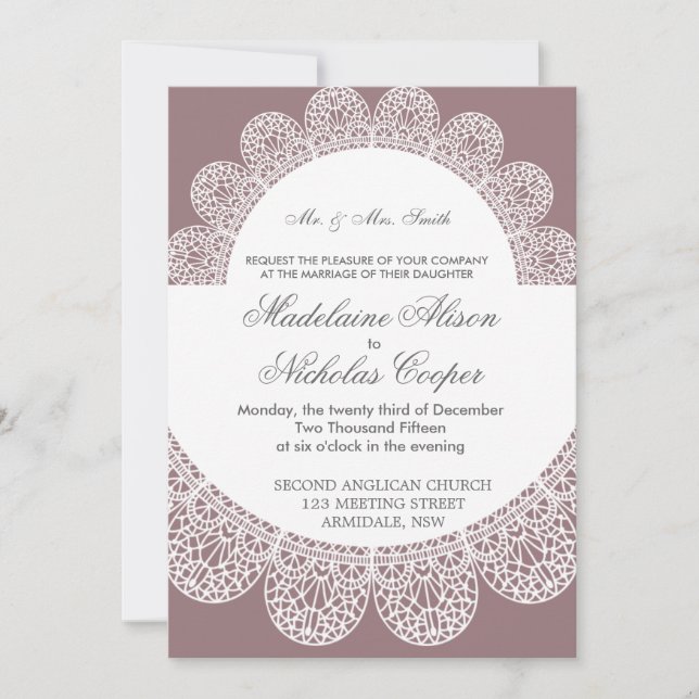 Invitation de mariage en dentelle moderne (Devant)