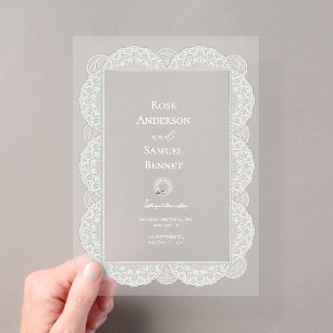 Invitation de mariage en dentelle transparente en
